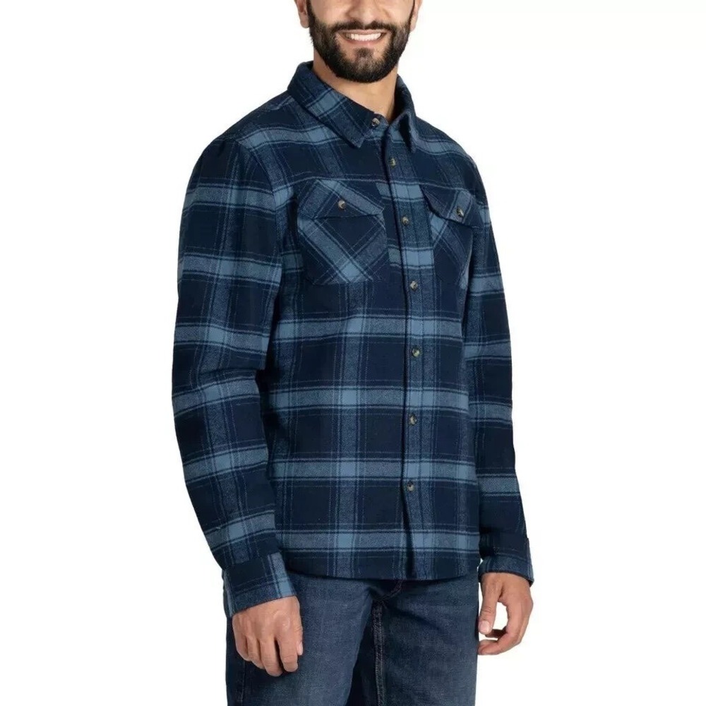 Colorado Clothing Men's XL Blue Plaid Flannel Long Sleeve Button Down Shacket